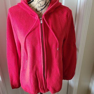 LizWear Red Knit Zipper Hoodie Sweater Cardigan
